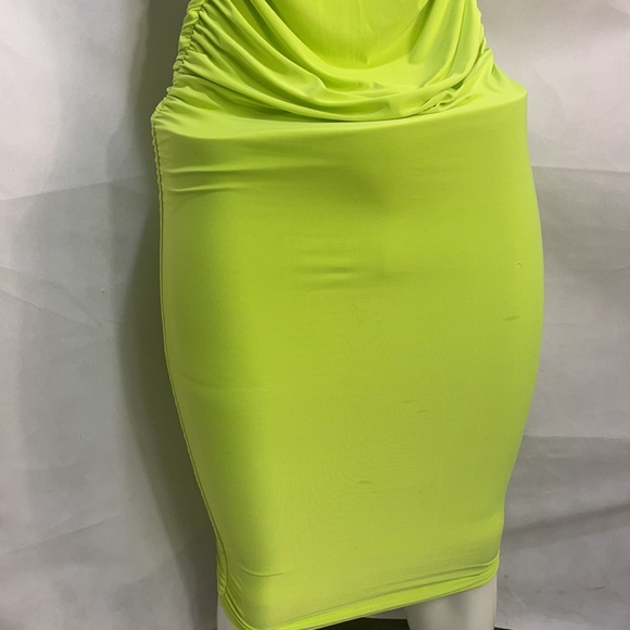 Ruched Bodycon Neon Lights Low Back Dress - Picture 2 of 7